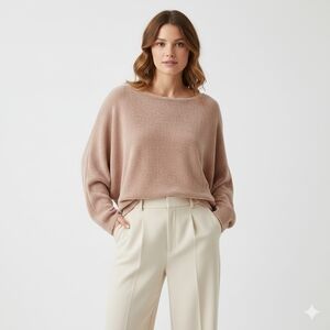 ​Zara Knit Sandstone Chenille Boatneck Batwing Sweater Size M